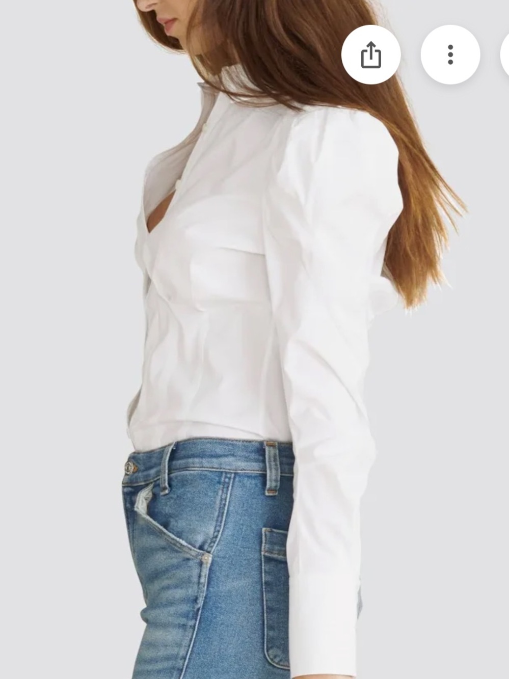Veronica Beard White Button Front Puff Shoulder Gilian Shirt